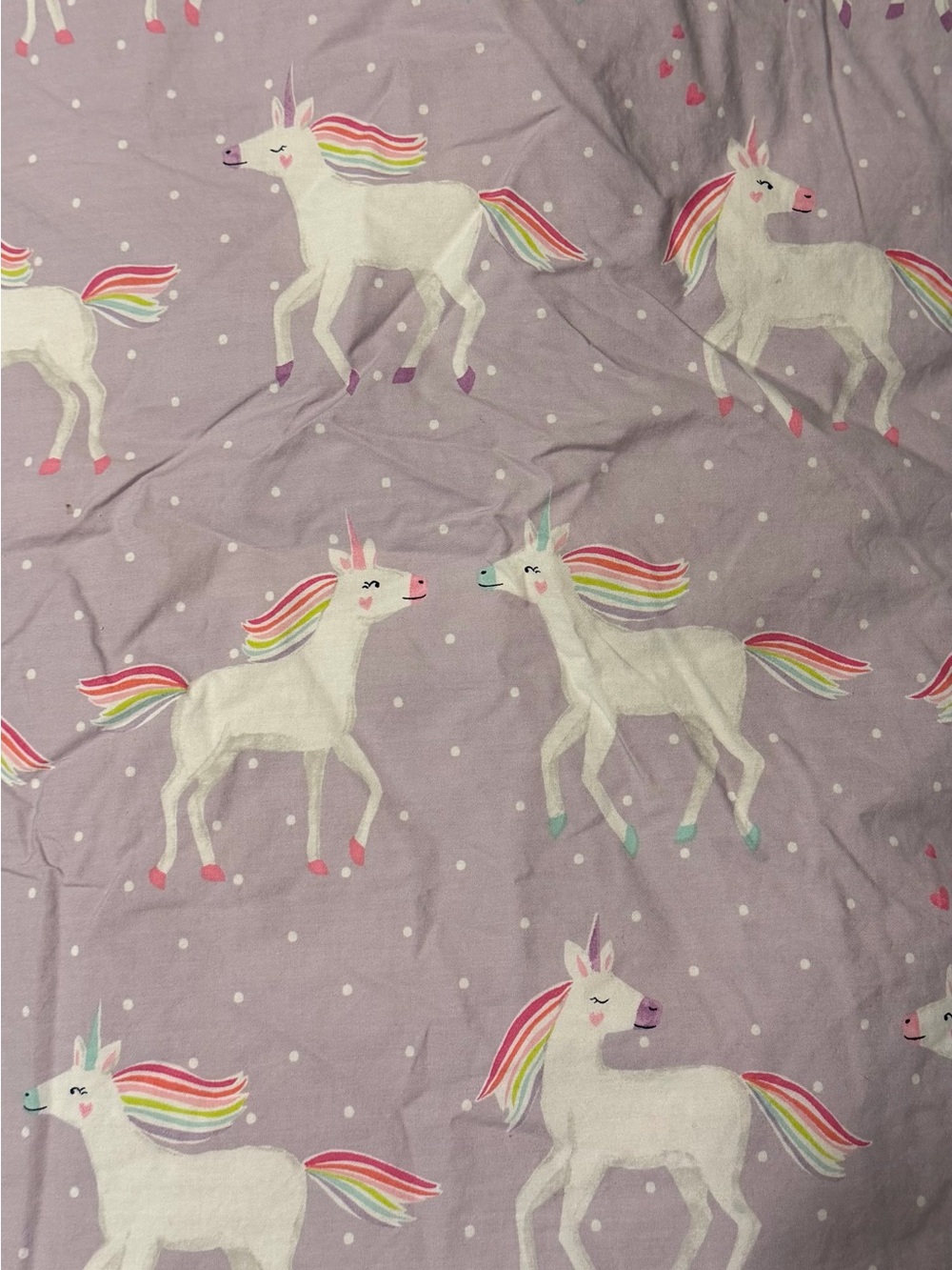 Pottery Barn Kids Lavender Unicorn Duvet Cover with Rainbow Accents